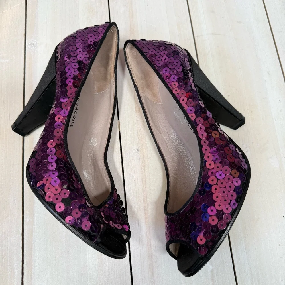 Marc By Marc Jacobs Elegant Purple Sequin Women's Heels Size 36.5 - Picture 1 of 8